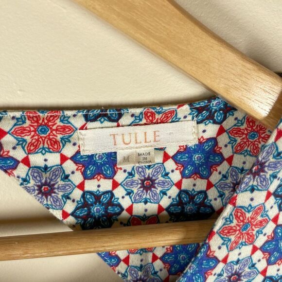 TULLE Multicolor Stain Glass Fit And Flare Dress Size M Floral Print Sleeveless - Picture 3 of 11